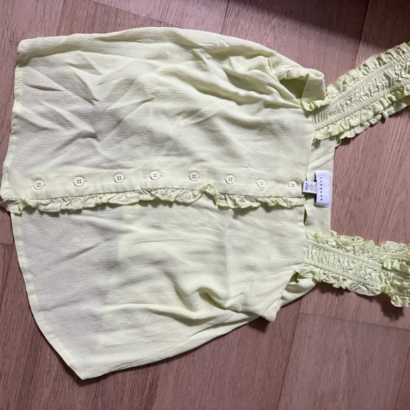 Topshop Light Yellow Ruffled Button-Down Blouse - Picture 2 of 4